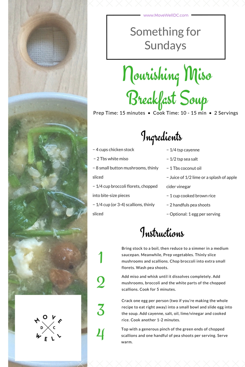 Something for Sundays - Move Well DC - Nourishing Miso Breakfast Soup